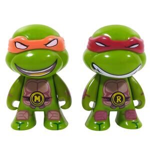 Kidrobot TMNT 3" Vinyl Figure Lot - Raphael & Michelangelo - Regular Edition